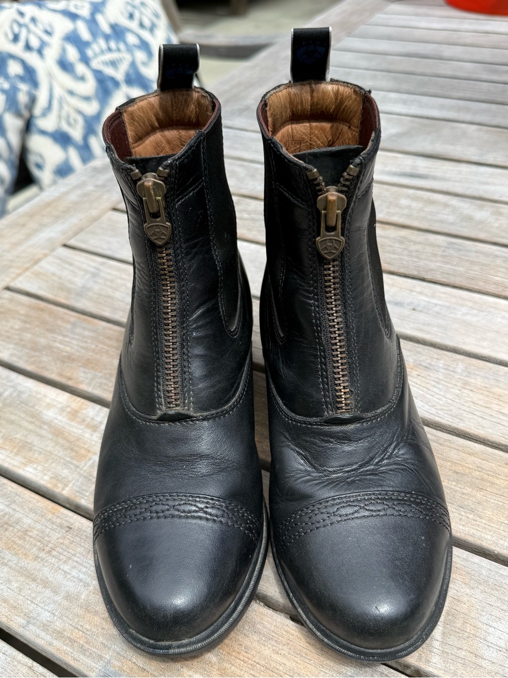 Ariat Black Leather Zip Front Ankle Boots - Picture 2 of 6
